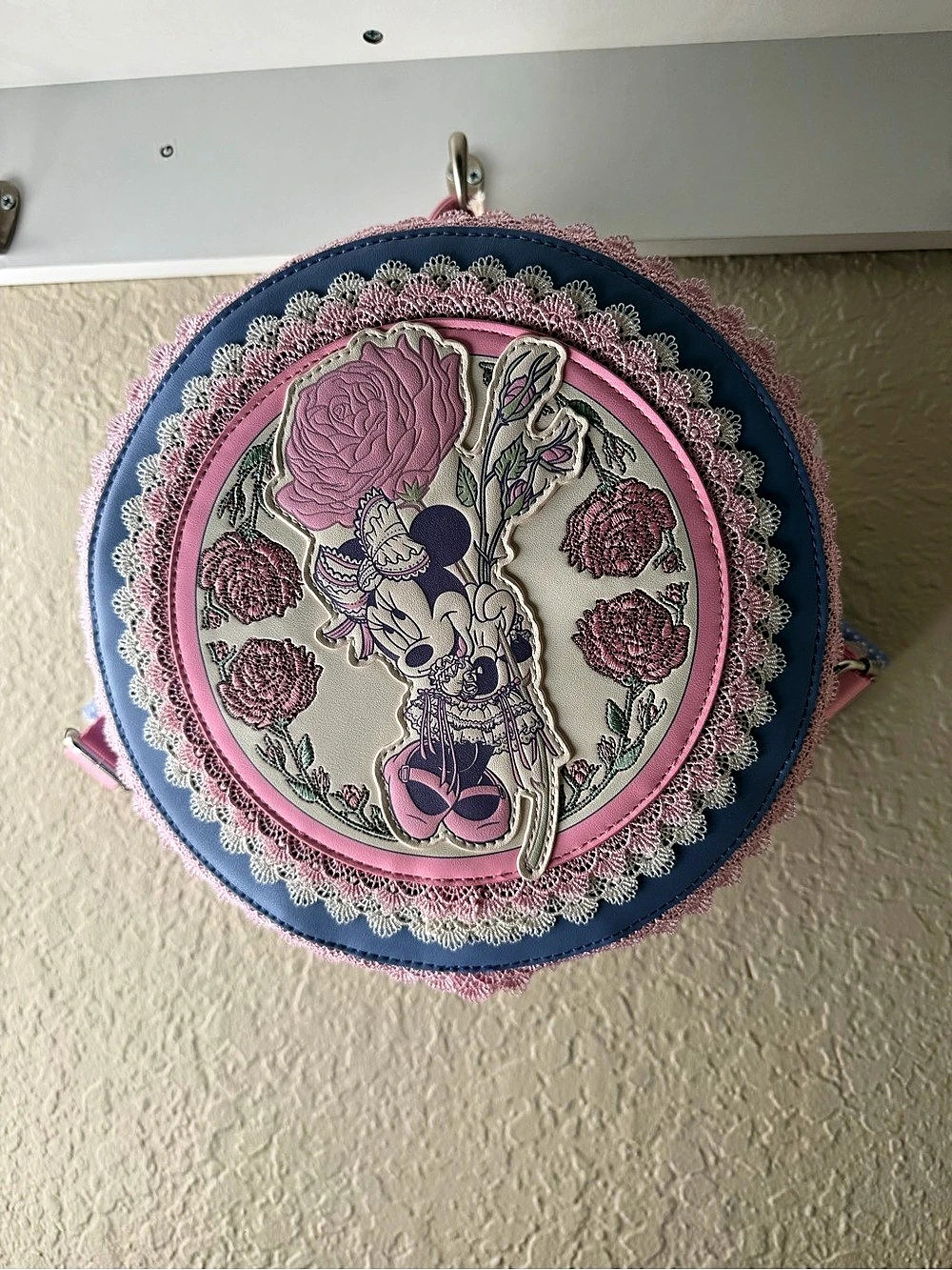 Loungefly Minnie Mouse Floral and Lace Mini Backpack Pink & Blue